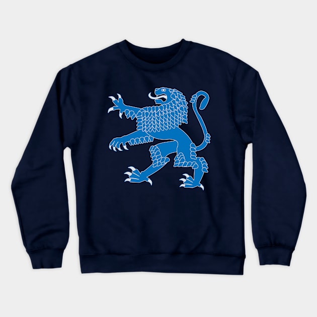 Heraldic Rampant Lion (Blue) Crewneck Sweatshirt by PabloDeChenez